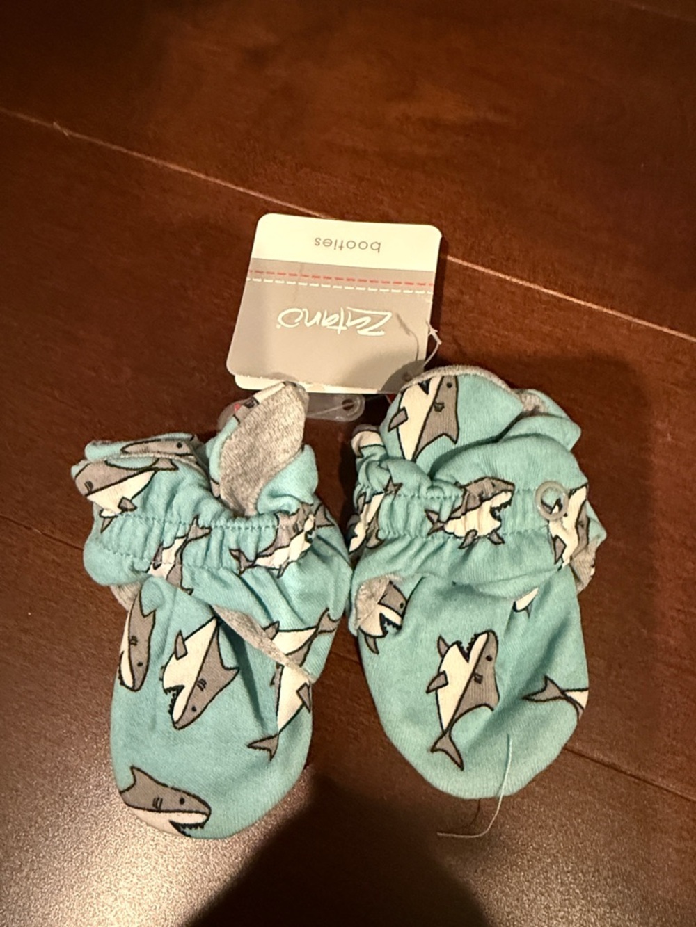Zutano Aqua Shark Print Baby Mittens
